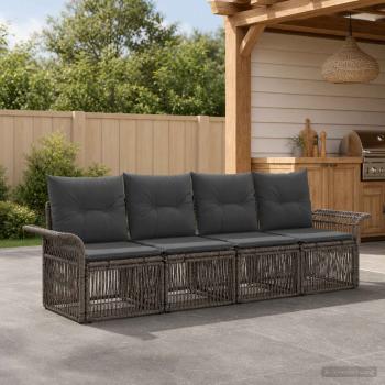 ARDEBO.de - Gartensofa-set 4 stk. Grau Poly-Rattan