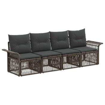 Gartensofa-set 4 stk. Grau Poly-Rattan