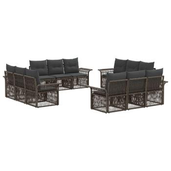 Gartensofa-set 12 Stk. Grau Poly-Rattan