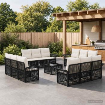 ARDEBO.de - Gartensofa-set 13 stk. Schwarz Poly-Rattan