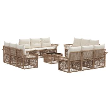 Gartensofa-set 13 stk. Beige Poly-Rattan