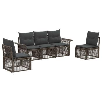 Gartensofa-set 5 stk. Grau Poly-Rattan
