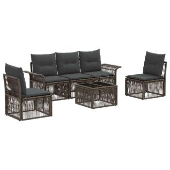 Gartensofa-set 6 stk. Grau Poly-Rattan