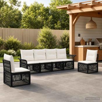 ARDEBO.de - Gartensofa-set 6 stk. Schwarz Poly-Rattan