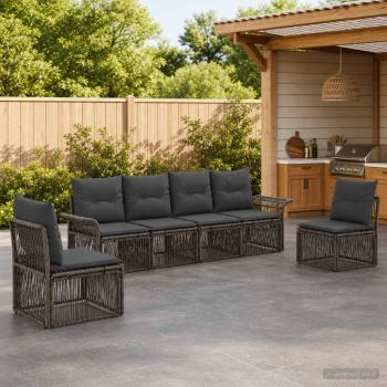 ARDEBO.de - Gartensofa-set 6 stk. Grau Poly-Rattan