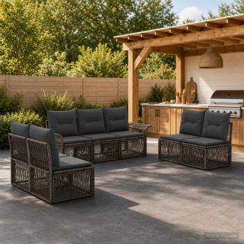 ARDEBO.de - Gartensofa-set 7 stk. Grau Poly-Rattan