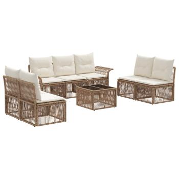 Gartensofa-set 8 Stk. Beige Poly-Rattan