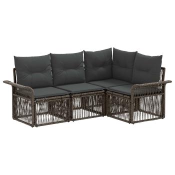 Gartensofa-set 4 stk. Grau Poly-Rattan