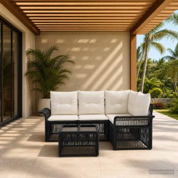 ARDEBO.de - Gartensofa-set 5 stk. Schwarz Poly-Rattan