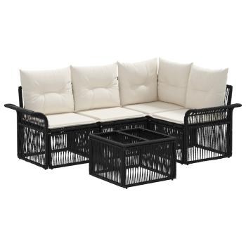 Gartensofa-set 5 stk. Schwarz Poly-Rattan