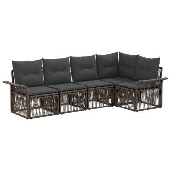 Gartensofa-set 5 stk. 5-Sitzer Grau Poly-Rattan