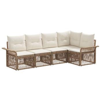 Gartensofa-set 5 stk. Beige Poly-Rattan