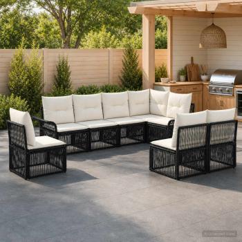 ARDEBO.de - Gartensofa-set 8 stk. Schwarz Poly-Rattan