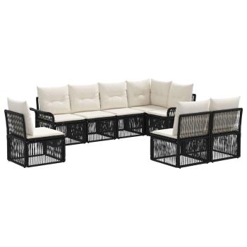 Gartensofa-set 8 stk. Schwarz Poly-Rattan