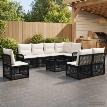 ARDEBO.de - Gartensofa-set 9 stk. Schwarz Poly-Rattan