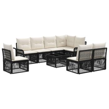 Gartensofa-set 9 stk. Schwarz Poly-Rattan