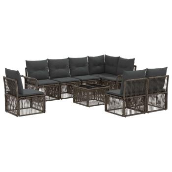 Gartensofa-set 9 Stk. Grau Poly-Rattan
