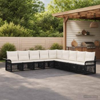 ARDEBO.de - Gartensofa-set 9 stk. Schwarz Poly-Rattan