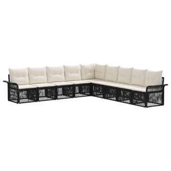 Gartensofa-set 9 stk. Schwarz Poly-Rattan
