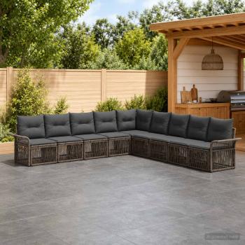 ARDEBO.de - Gartensofa-set 9 stk. Grau Poly-Rattan