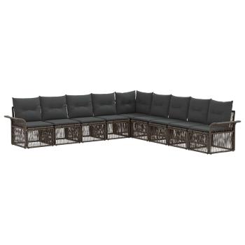Gartensofa-set 9 stk. Grau Poly-Rattan