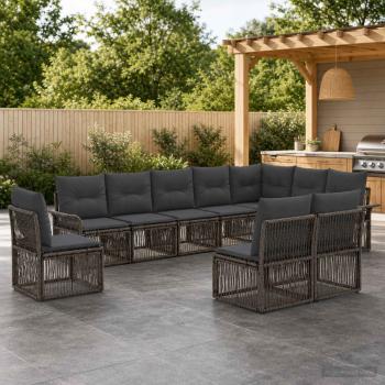ARDEBO.de - Gartensofa-set 10 stk. Grau Poly-Rattan