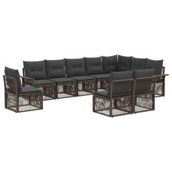 Gartensofa-set 10 stk. Grau Poly-Rattan
