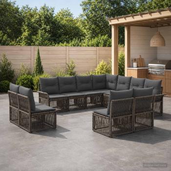 ARDEBO.de - Gartensofa-set 11 stk. Grau Poly-Rattan