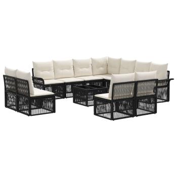 Gartensofa-set 12 stk. Schwarz Poly-Rattan
