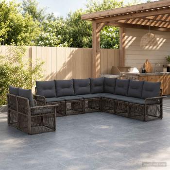 ARDEBO.de - Gartensofa-set 9 stk. Grau Poly-Rattan