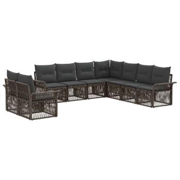 Gartensofa-set 9 stk. Grau Poly-Rattan