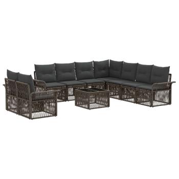 Gartensofa-set 10 stk. Grau Poly-Rattan