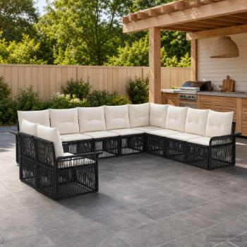 ARDEBO.de - Gartensofa-set 10 stk. Schwarz Poly-Rattan