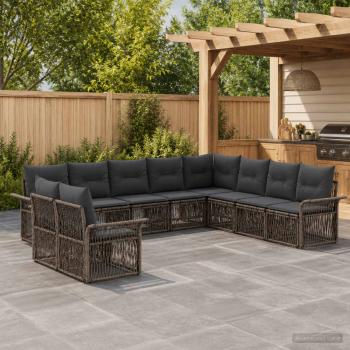 ARDEBO.de - Gartensofa-set 10 stk. Grau Poly-Rattan