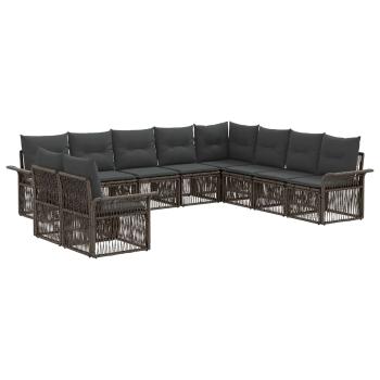 Gartensofa-set 10 stk. Grau Poly-Rattan