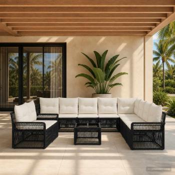 ARDEBO.de - Gartensofa-set 11 Stk. Schwarz Poly-Rattan