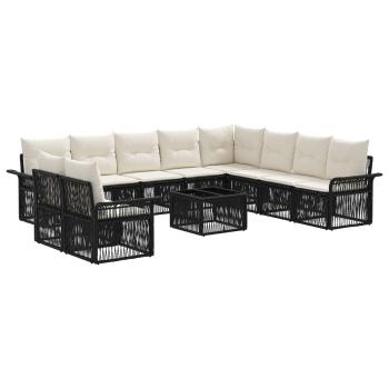 Gartensofa-set 11 Stk. Schwarz Poly-Rattan