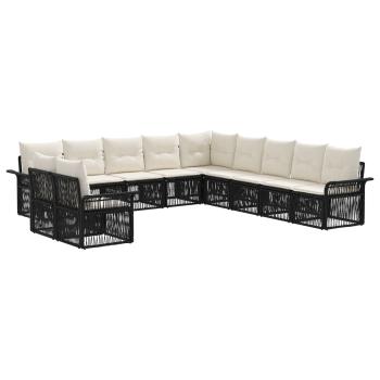 Gartensofa-set 11 Stk. Schwarz Poly-Rattan