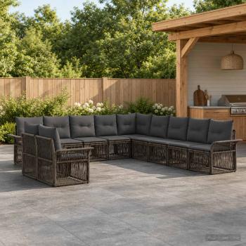 ARDEBO.de - Gartensofa-set 11 stk. Grau Poly-Rattan