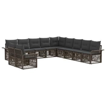 Gartensofa-set 11 stk. Grau Poly-Rattan