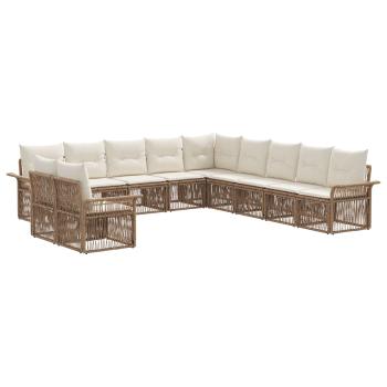 Gartensofa-set 11 Stk. Beige Poly-Rattan
