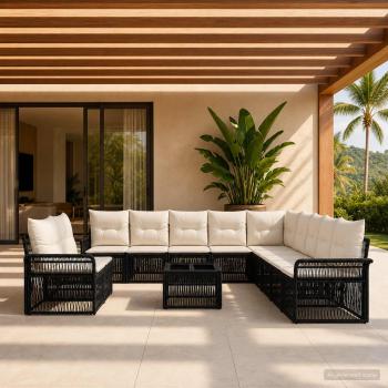 ARDEBO.de - Gartensofa-set 12 stk. Schwarz Poly-Rattan