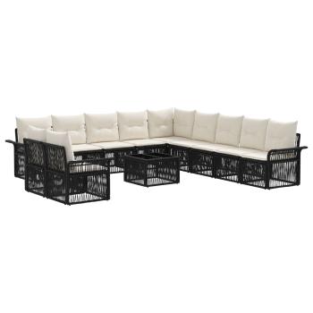 Gartensofa-set 12 stk. Schwarz Poly-Rattan