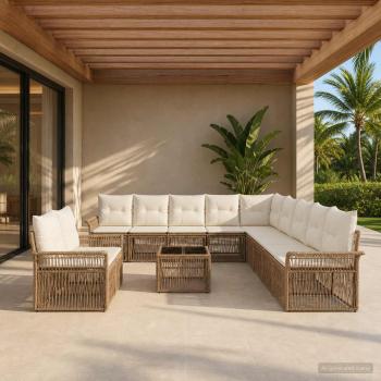 ARDEBO.de - Gartensofa-set 12 Stk. Beige Poly-Rattan
