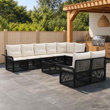 ARDEBO.de - Gartensofa-set 9 stk. Schwarz Poly-Rattan