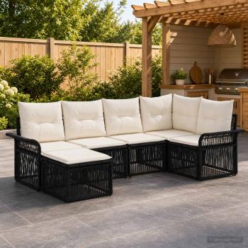 ARDEBO.de - Gartensofa-set 6 stk. Schwarz Poly-Rattan