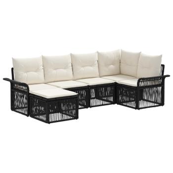 Gartensofa-set 6 stk. Schwarz Poly-Rattan