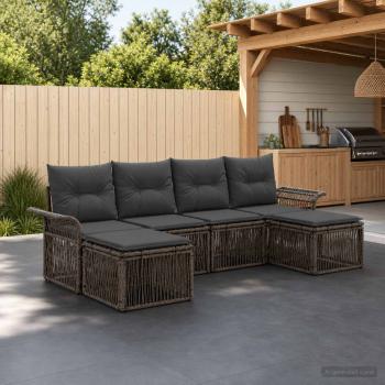 ARDEBO.de - Gartensofa-set 6 stk. Grau Poly-Rattan
