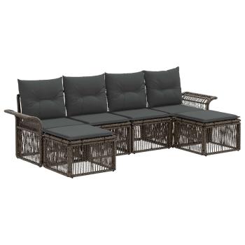 Gartensofa-set 6 stk. Grau Poly-Rattan