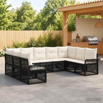 ARDEBO.de - Gartensofa-set 9 stk. Schwarz Poly-Rattan